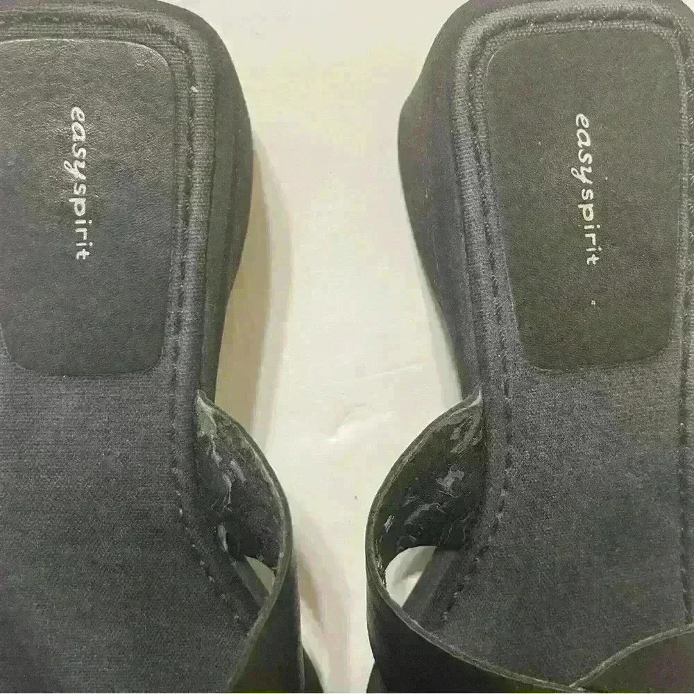 Easy Spirit Crossband Slip-on Sandal Black Size 9.5 Leather Upper - Picture 7 of 8